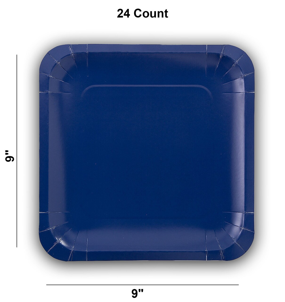 24 Count Navy Blue Square Paper Dinner Plates 9" Disposable Party Tableware